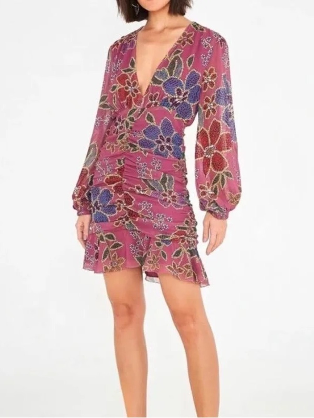 FARM Rio floral sparkle mini dress - Berry Pink